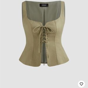 Cider Olive Lace-Up Corset Tank